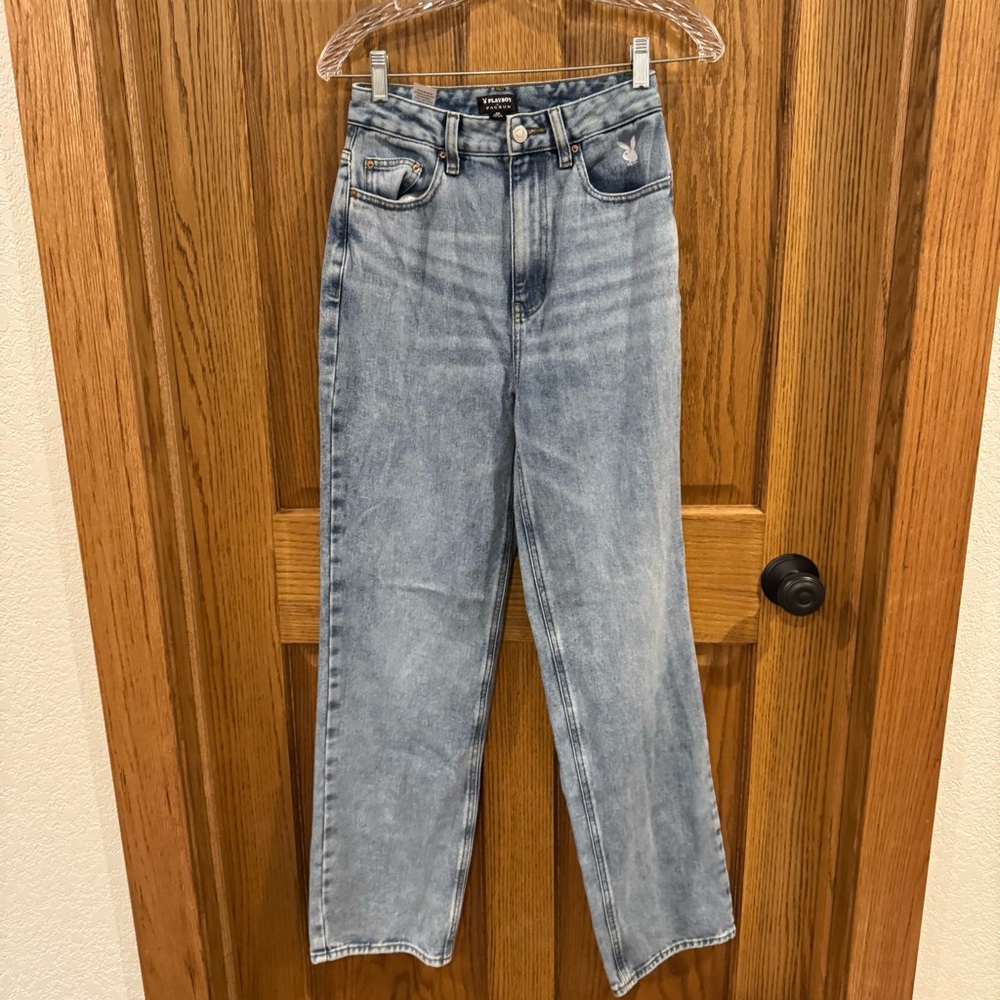 Playboy x PacSun Rainbow Bunny Straight Leg Jeans Size 26